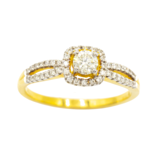 แหวนเพชรล้อม ก้านคู่โค้ง