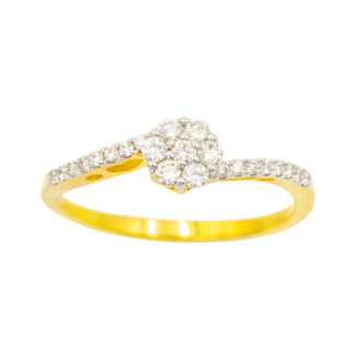 แหวนเพชรดอกไม้ บ่าเพชรก้านบิด ข้างหัวใจ