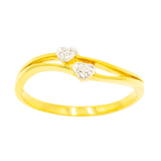 แหวนหัวใจคู่น่ารัก ก้านคล้ายเกรียวคลื่น