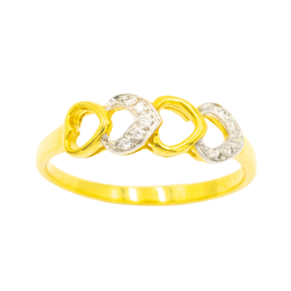 แหวนหัวใจ 4 ดวง สลับฝังเพชร