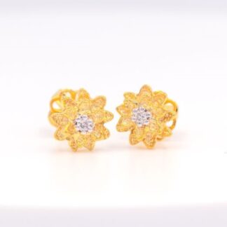 ต่างหูดอกไม้สวยๆ เพชรเม็ดเดี่ยว สวยๆ น่ารัก