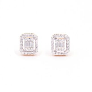 ต่างหูบาเก็ตล้อมเพชร