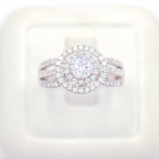 แหวนเงินล้อมกลม บ่าคู่ใหญ่ เงินแท้92.5% เพชร CZ LKM566