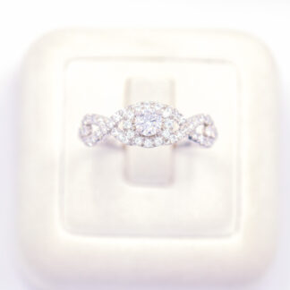 แหวนเงินยอดก้านบิด เงินแท้92.5% เพชร CZ LKM707