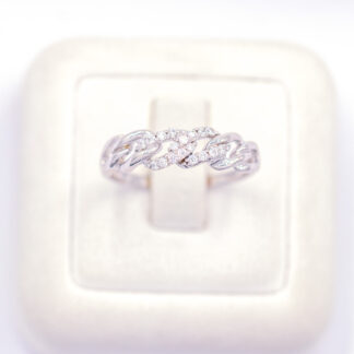 แหวนเงินโซ่เลท ฝังกลาง เงินแท้92.5% เพชร CZ LKM535