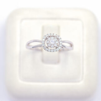 แหวนเงินล้อม สองรอบก้านโค้ง เงินแท้92.5% เพชร CZ LKM551