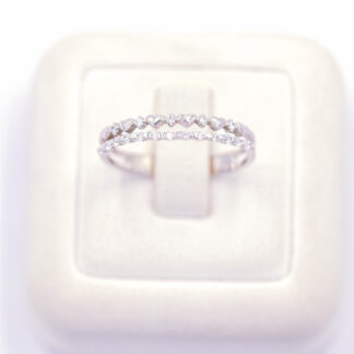 แหวนเงินหัวใจสลับ สองแถว เงินแท้92.5% เพชร CZ LKS317