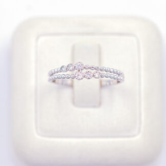 แหวนเงินเพชรไล่ ก้านคู่ 6 เม็ด ก้านไข่ปลา แถว เงินแท้92.5% เพชร CZ LKM796