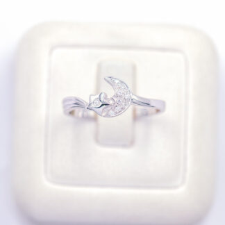 แหวนเงินพระจันทร์ ดาว เงินแท้92.5% เพชร CZ LKM603