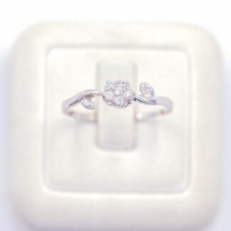 แหวนเงินดอกไม้ 2ใบ เงินแท้92.5% เพชร CZ LKM664