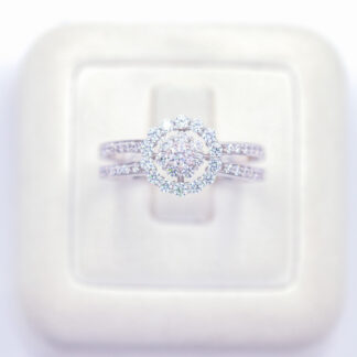 แหวนเงินล้อม ก้านคู่ เงินแท้92.5% เพชร CZ LKM577