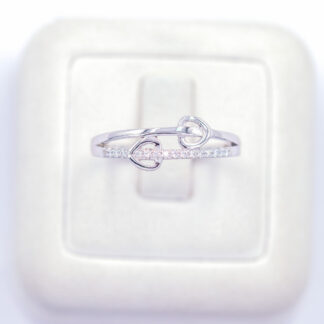 แหวนเงินแถวคล้องหัวใจเงิน 2 ดวง เงินแท้92.5% เพชร CZ LKM824