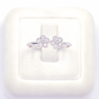 แหวนเงินดอกไม้คู่ เงินแท้92.5% เพชร CZ LKM748