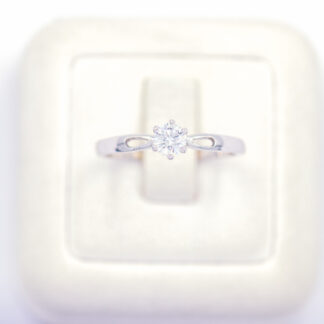 แหวนเงินเม็ดเดี่ยว 20ตังก้านคู่ เงินแท้92.5% เพชร CZ LKM736